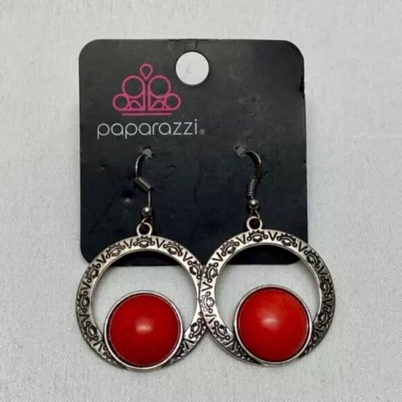Paparazzi Mesa Mood Red Dangle Earrings NWT - Picture 6 of 6